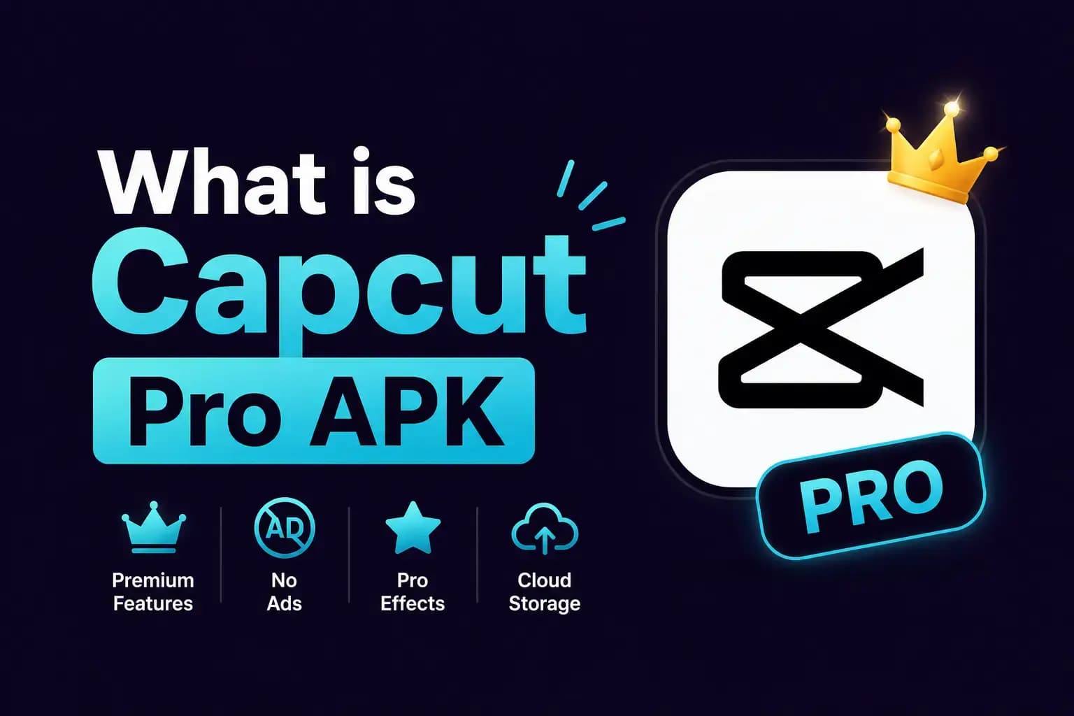 What is Capcut Pro APK? What is CapCut Pro APK — CapCut Pro app icon with a crown badge highlighting premium features, no ads, pro effects, and cloud storage